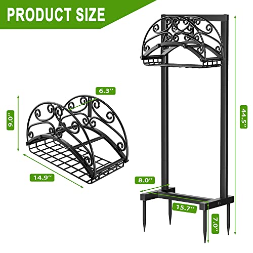 Gayuteay Garden Hose Holder - Upgraded Water Hose Holder Holds 150-Feet Hose, Freestanding Heavy Duty Metal Hose Stand Detachable Design, Sturdy Outdoor Garden Hose Storage Rack For Outside Yard Lawn #TOP2