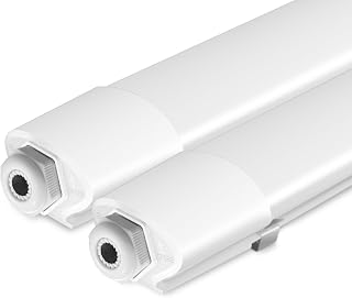 Peasur 2 Stück Feuchtraumleuchte LED 60CM, 3000K/4000K/6500K LED Deckenleuchte Röhre 18W 1980LM Leiste Flach, IP65 Wasserfest Lampe Lichtleiste für Werkstattlampe Kellerlampe Leuchtstoffröhre