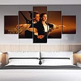 LIUWW 5 Leinwandbilder Titanic Filmplakat Wandkunst Malerei Romantisches Hochzeitsgeschenk Nordic Style Home Decoration Gemälde