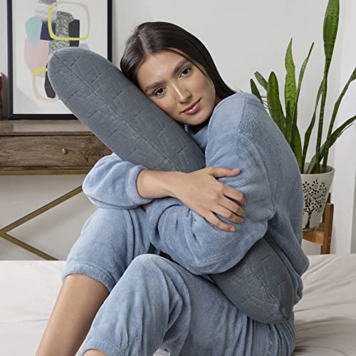 The White Willow Short Body Pillow Memory Foam Sleeping Soft Bed, Hug Pillow Insert For Sleeping & Side Sleeper (10W X 30L Inch) With Grey Zipper Cover Made From German Technology By Basf #TOP2