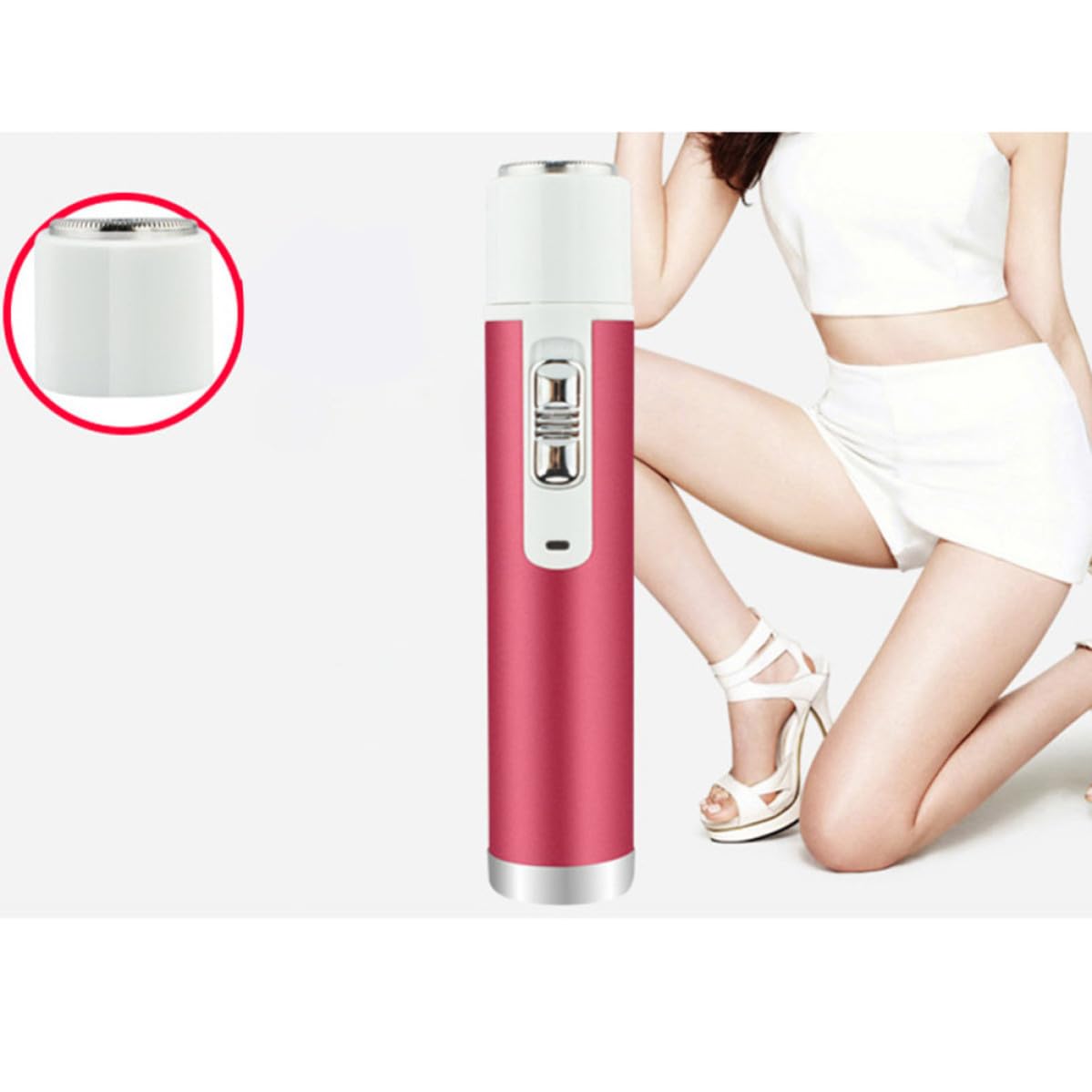 Afeitadora Eléctrica Mujer Recargable USB Roja, Depiladora Facial y Corporal Cuchillas Precisas, Recortadora Cejas y Vello Nasal para Cuidado Personal Diario