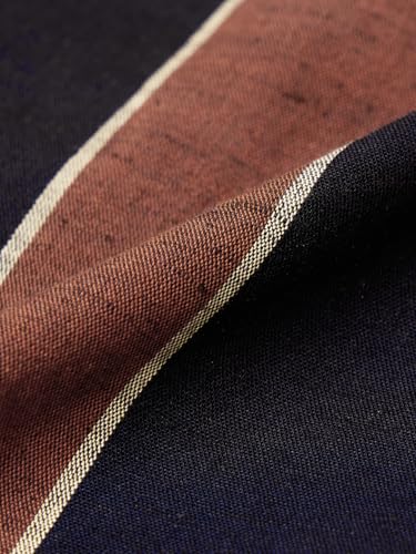 Image of The Souled Store: Echo Men and Boys Long Sleeve Spread Collar Beige and Blue Striped Regular Fit Casual Easy to Wear Summer Ready Lightweight Cotton Linen Shirt