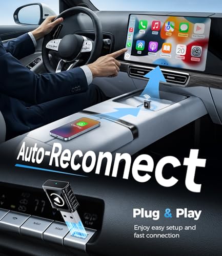 Image of JDG Wireless CarPlay Adapter, Converts Wired CarPlay to Wireless, for Cars with Built-in Wired Apple Carplay, Super Mini USB Design Car Play Adapter for iPhone, (Black)