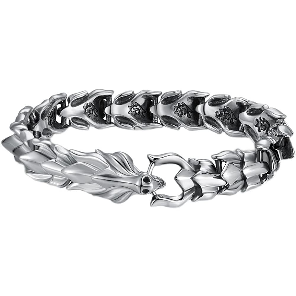 YABEME 925 Sterling Silber Wikinger Keltischen Drachen Armband Vintage-Stil Nordischen Amulett Schmuck Männer Manschette Armreif