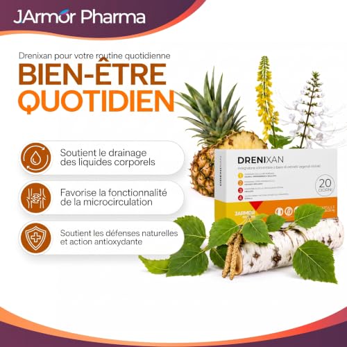 Retention d'Eau Drainant Puissant - Draineur - Diurétique Drainant - Drainage Lymphatique Circulation Sanguine Jambes -Drenixan 20 Gélules Concentrées Avec De La Bromélaïne – vue 3