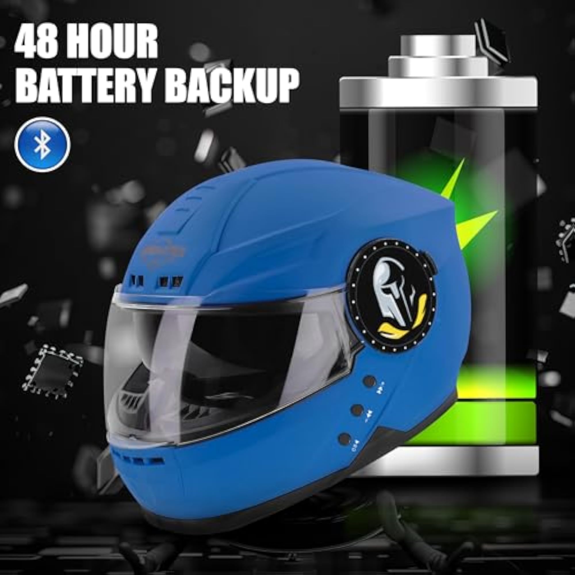 Bluetooth Full Face Helmet with Inner Smoke Sun Shield