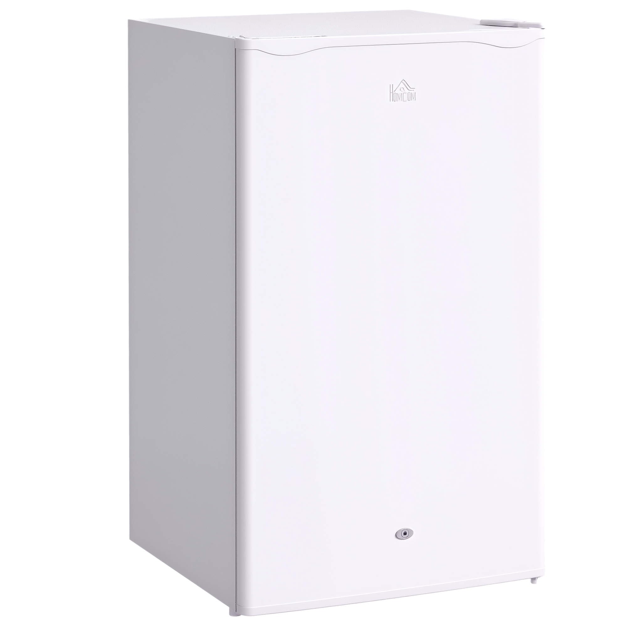 HOMCOM 91 Litre Under Counter Fridge Freezer with Lock, Small Fridge Freestanding with Chiller Box, Adjustable Thermostat, 47.5cm Wide, White