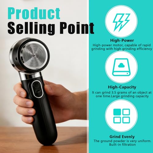 Rechargeable Electric Herb Grinder, Portable USB Spice Mill with Aluminium Alloy Mechanism for Spices and Pollen, Holds up to 2 Grams - Image 2