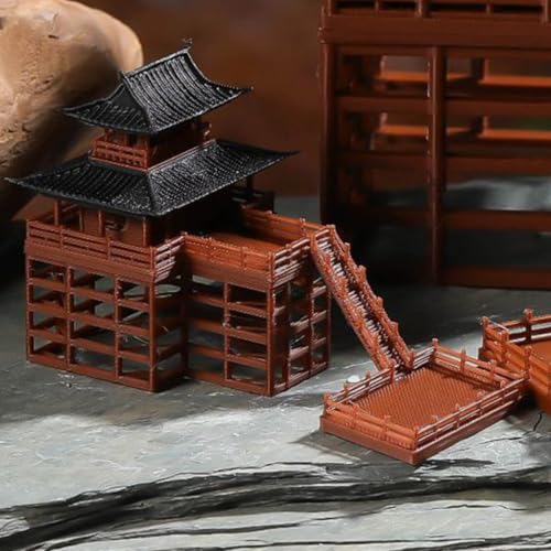 Modèle de bâtiment sur pilotis miniature en plastique pour décor de micro paysage