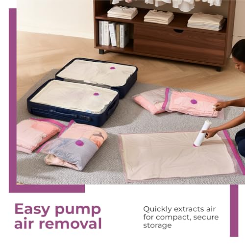 Image of Lifelong Vacuum Storage Bags with Aroma Fresh Pack of 5 | Space Saver Reusable Compression Bags for Clothes, Blankets & Bedding | Odor-Free Airtight Vacuum Seal Travel & Home Organizer
