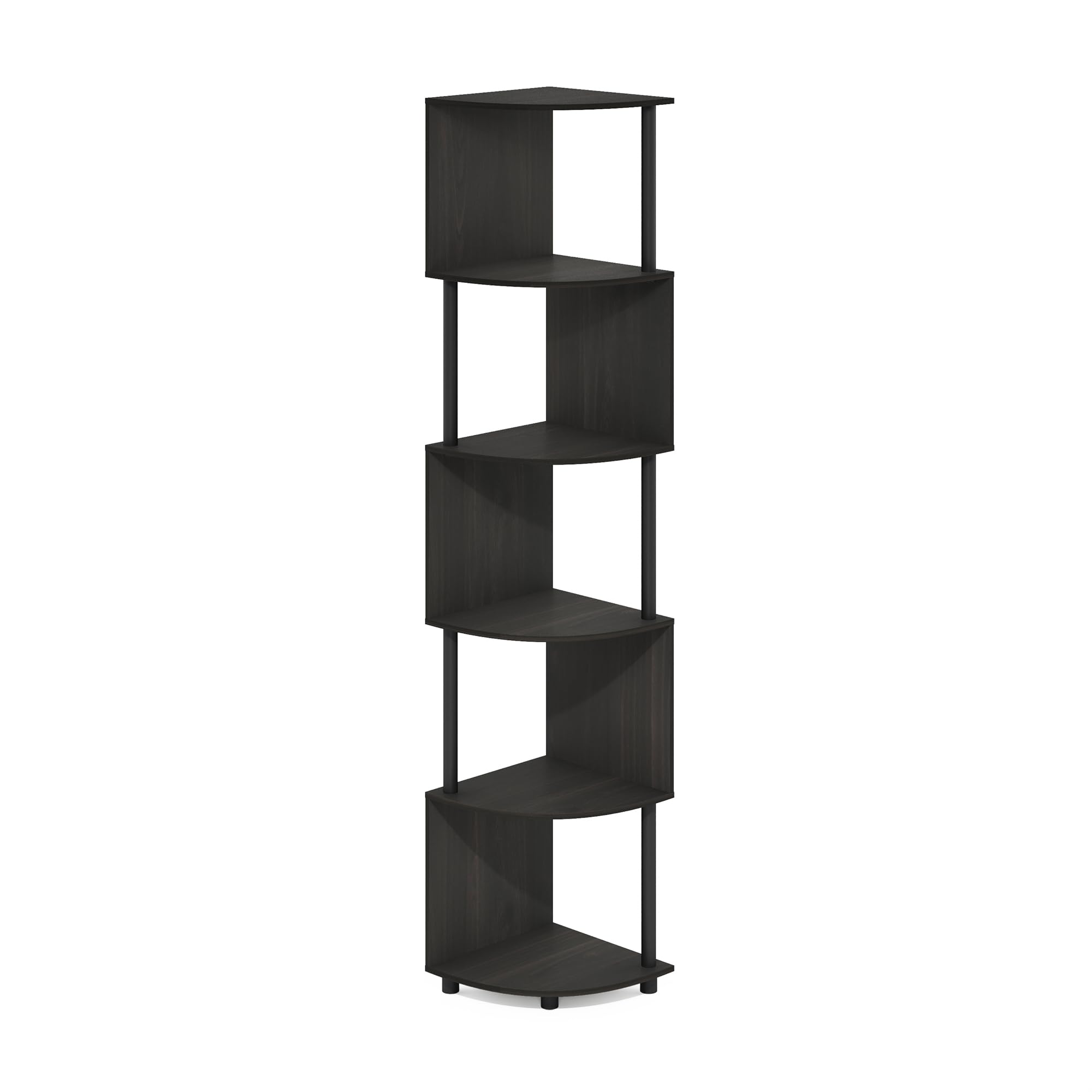 Furinno Econ 5-stufiges Zickzack-Eckregal-Bücherregal, Espresso/Schwarz