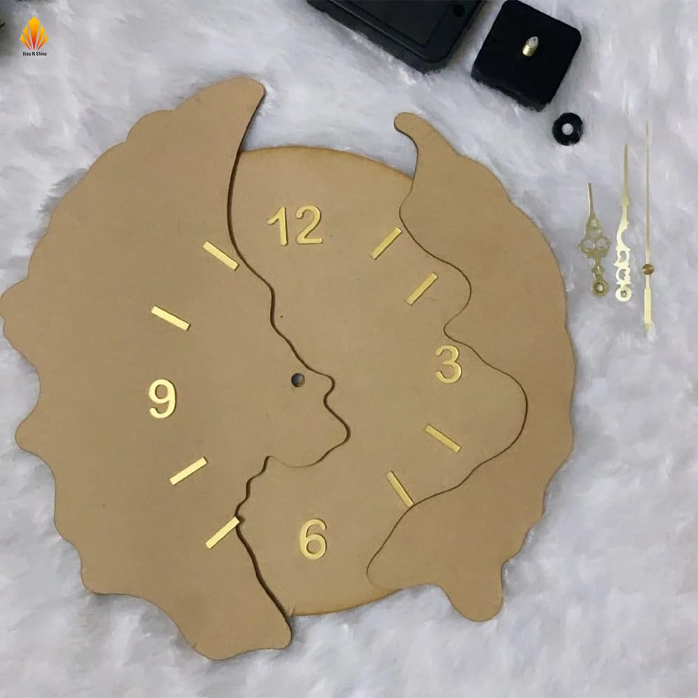 Rise N Shine DIY 12" inch Round MDF(4.5mm) with for Resin Art Work, Painting, Wood Sheet Craft, Wall Clock Movement Machine 18mm for Wood Clock, with Fancy Needles(Pack of 1) (Golden Style 1)-image-14