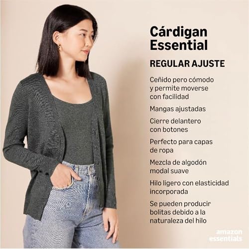 Amazon Essentials Jersey Ligero con Cuello de Pico (Disponible en Tallas Grandes) Mujer, Negro, S - imagen 2