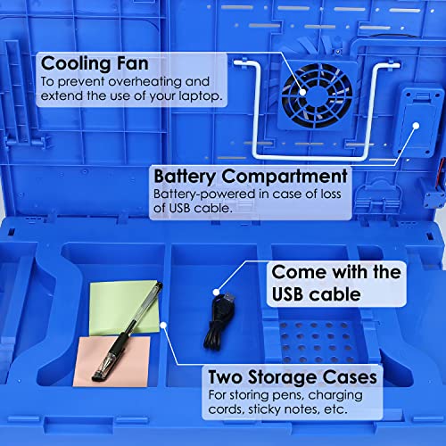 Laptop Desk para cama portátil ajustable con ventilador USB azul miniatura 5
