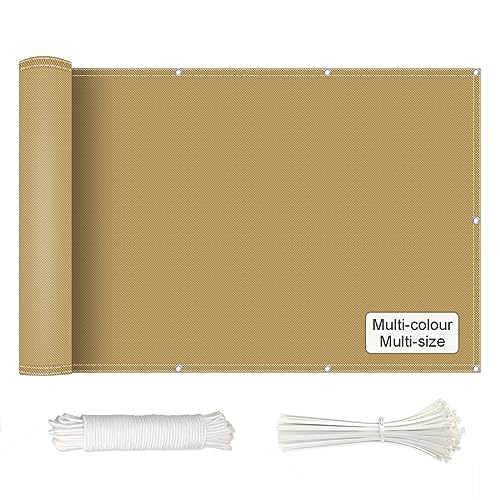 Revestimiento de privacidad para balcón, 90 x 150 cm, protección de privacidad mínima, con ojales de metal, brida y cordón, protección contra el viento, protección solar