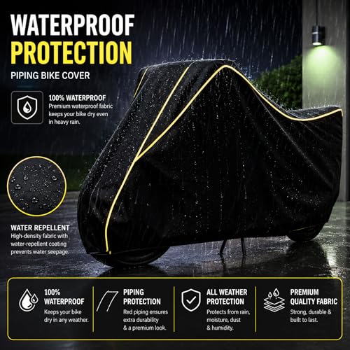 Image of SafeCovers Bike Body Cover for Apache RTR160 Cover for Rain & Dust | Water Resistant, Dustproof, UV Protection, Scratchproof | Heavy Duty Outdoor Motorcycle Cover with Elastic & Windproof Design