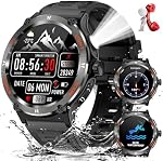 Military Smart Watch for Men with LED Flashlight 500mAh Big Battery Tactical Smart Watch 1.53” Big Screen Rugged Smartwatch 3ATM Waterproof Fitness Tracker with Health Monitor for iPhone Android