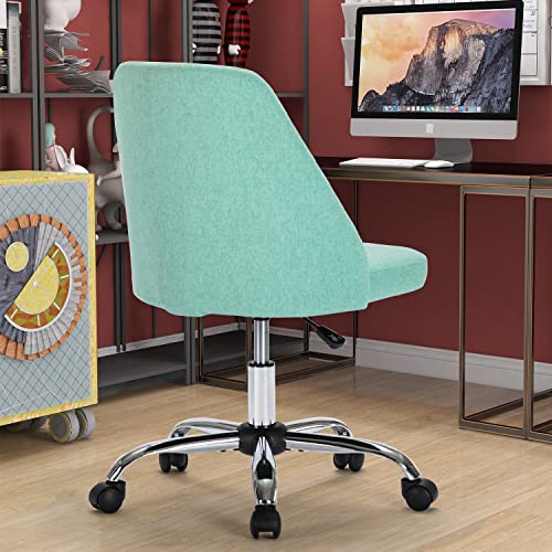 Image of DUMOS Home Office Chair, Mid-Back Armless Twill Fabric Adjustable Swivel Task Chair for Small Space, Living Room, Make-up, Studying