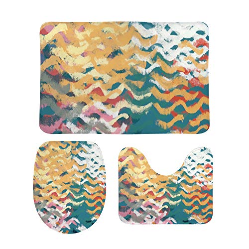 Ensemble tapis de bain lavable en machine antidérapant et très doux 3pcs