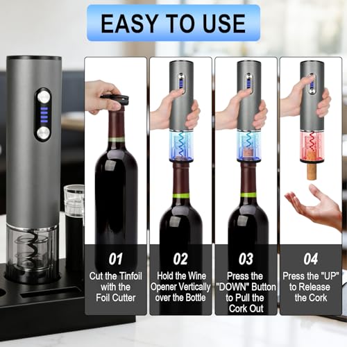 Décapsuleur de vin rechargeable USB-C avec coupe-capsule et aérateur