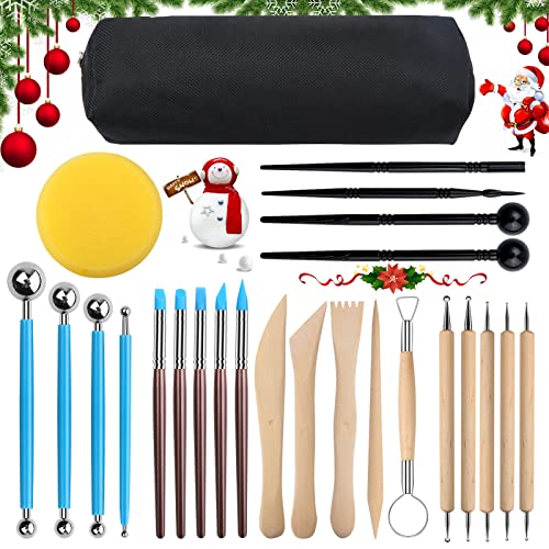 Viesap Herramientas Arcilla, 25 Pcs Herramientas De Arcilla, Herramientas De Escultura De Arcilla De Modelado De PolíMeros, Set De Herramientas De Esculpir Arcilla Y Modelar Cerámica Con Bolsa.