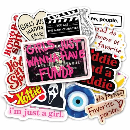 Image of Downtown Aesthetic 37pcs Waterproof Vinyl Stickers Pack for Laptop, Phone, Bottle, Skateboard | Cute, Funny, Gen Z, Baddie, Motivational Stickers for Girls & Teens | Durable & Fade Resistant