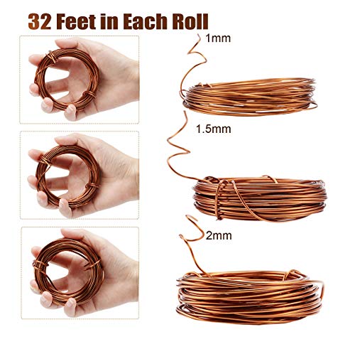 Fashionclubs Bonsai Wires Set, Bonsai Tree Training Wires Aluminum Craft Wires Size 1.0Mm/1.5Mm/2.0Mm(Each Size Is 32Ft), With 20Pcs Flower Pot Hole Mesh Pad Bonsai Bottom Grid Mat Mesh 2Inch In Dia #TOP2