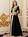 Elegant Muslim Dress with Gold Embroidered Evening Gown, Traditional Islamic Attire(Black,L)