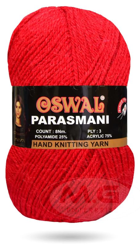 Image of M.G Enterprise Os wale 3 Ply Knitting Yarn Wool, Candy Red 500 gm Best Used with Knitting Needles, Crochet Needles Wool Yarn for Knitting. by M.G Enterprise Os wal Y