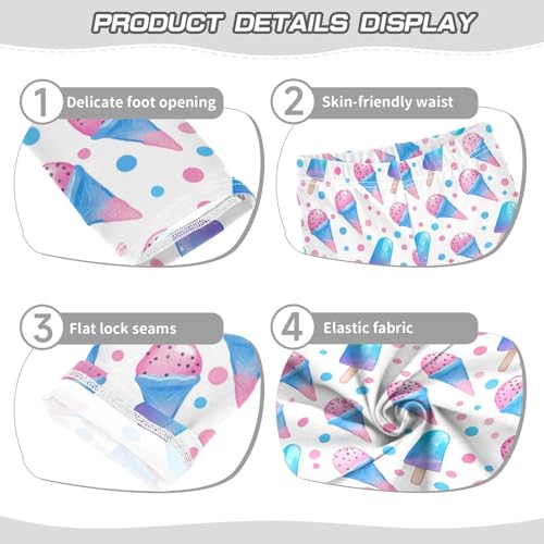 Girls Leggings Ice Cream Blue Pink Kids Length Leggings Pants Toddler Athletic Soft Tights Trousers 4T3