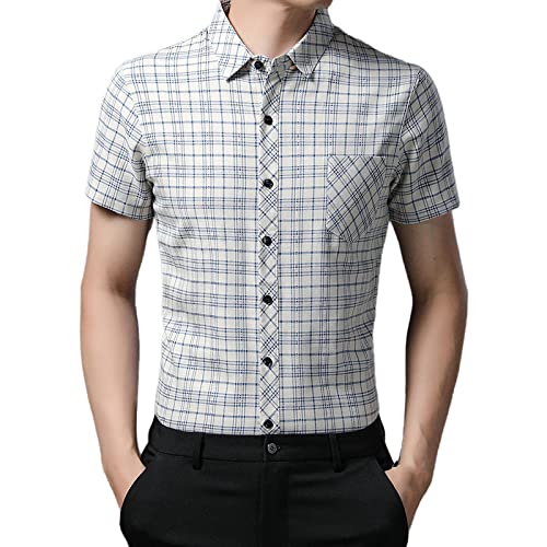 Chemise Aloha Homme Mince en Coton et Lin Beige | Chemisette d'Été Boutonnée Confort
