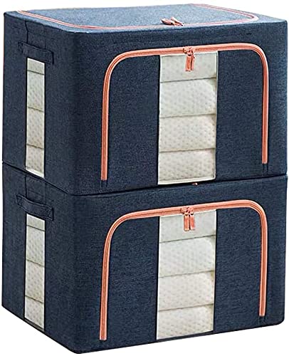 衣類収納ケース 衣装ケース 折りたたみ式2個組 洋服収納 目に見える大容量 多机能収納ボックス 収納ボックス 折りたたみ 衣類 収納袋 綿麻 ワイヤー入り 多機能収納ケース