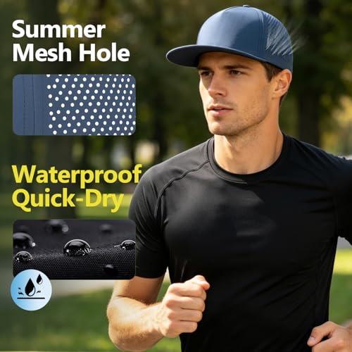 Image of M /L /XL /XXL Oversize Flat Bill Baseball Cap for Men Women Quick Dry Snapback Hats Summer Mesh 5 Panel Cap