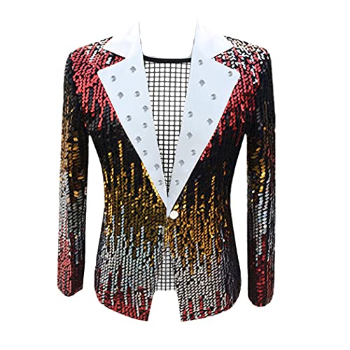 Blazer de smoking rouge à paillettes pour briller en discothèque et soirée costume ajusté