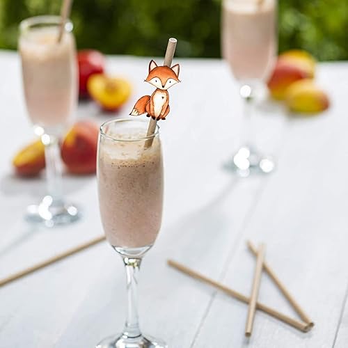 Miniatura 2 de 10 pajitas de animales del bosque para baby shower, primer cumpleaños. Suministros de fiesta de baby shower con temática forestal y decoraciones de