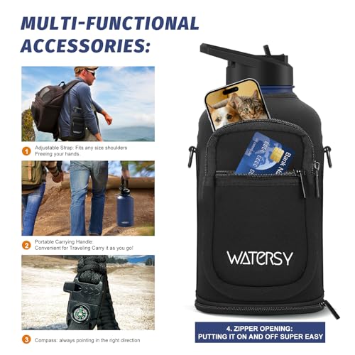 Image of 64oz Insulated Water Bottle (Cold for 48 Hrs),BPA Free&Leak Proof,Half Gallon Stainless Steel Water Flask,Water Jug with Straw Spout Lids for Gym,Hiking,Camping,Deep Blue