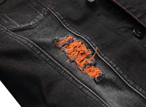 Image of RANMCC Men's Stretch Vintage Washed Long Sleeve Denim Jacket