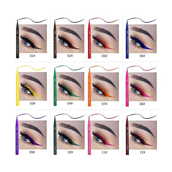 12-Colors-Matte-Liquid-Eyeliner-Set-Waterproof-Superstay-Long-Lasting-Matte-Eye-Liner-Pencil-by-Rechoo Rechoo 12 Colors Eyeliner Matte Liquid Eye liner Set for Eye Makeup, Colorful Waterproof Superstay Long Lasting Quick Dry Eye Liners Pencil (12 Rainbow Colors)