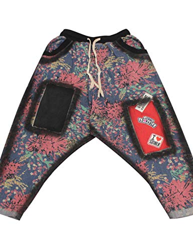 Women's Elastic Waist Harem Pants Drop Crotch Ripped Jeans Style 14