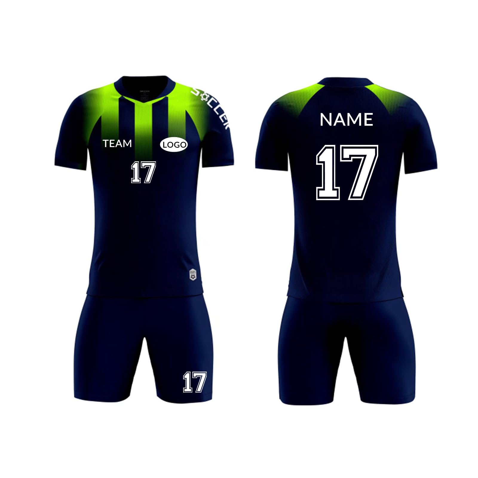 Personalised Football Kit for Kids Adults with Any Name Number Team Logo Personalised Football Shirts Men Women (Sapphire Blue) โ image 1