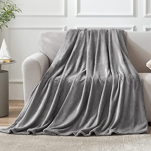 Hansleep Fleece Blanket For Couch Grey, Super Soft Flannel Fuzzy Blanket Gray Throw, Plush Cozy Blanket For All Seasons, Grey, Throw 50X65 Inches #TOP1
