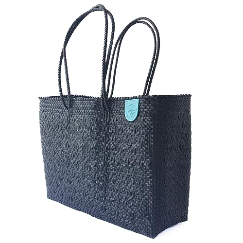 Bolso tote tejido negro miniatura 2