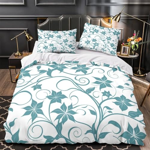 Parure de lit motif floral avec fermeture éclair drap de lit double 200x200 style vintage chic