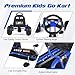 HONEY JOY Pedal Go Kart, 4 Wheeler Toddler Racing Ride On Pedal Car Toy, Forward/Backward, Ergonomic Seat, Handbrake, Steering Wheel, Outdoor Off-Road Go Cart for Kids, Boys Girls Gift (Blue)