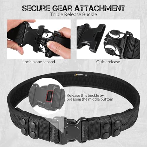 VOTAGOO GEAR Duty Belt 2\'\' Police Belts with Hook Lining, Adjustable Nylon Tactical Belt for Law Enforcement Officers with 4 Belt Keeper - Thumbnail 2