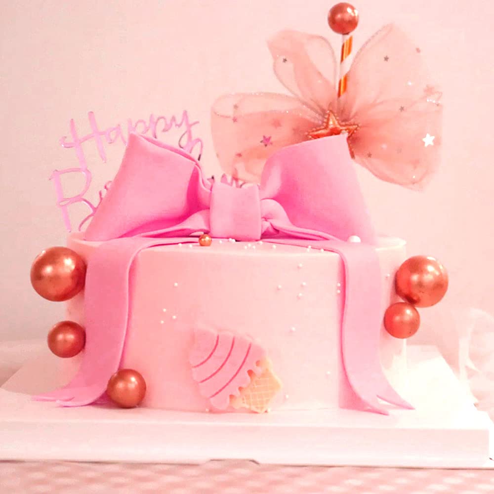 Różowa kokarda ozdoba na ciasto kokarda dekoracja tort dziewczynka dekoracja tort baby shower ozdoba na ciasto dla dziewczynki EVA