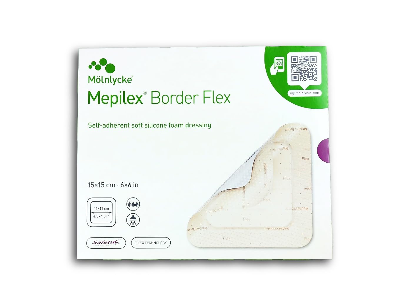Mepilex Border Flex 15 x 15 cm, autoadherent soft silicone dressing, 5 pezzi