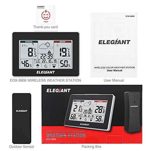 ELEGIANT Wireless Weather Station, Digital Thermometer Hygrometer, Indoor Outdoor Temperature