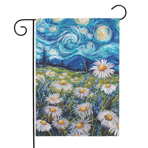 Dacawin Summer Daisy Garden Flag Starry Night Van Gogh Style