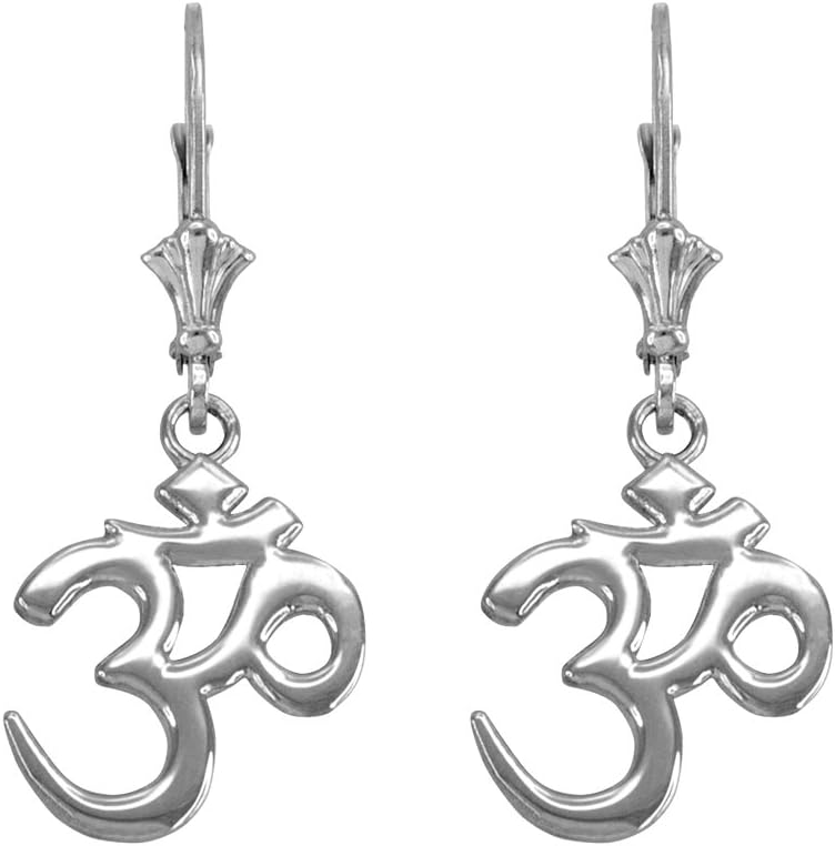 Hindu Meditation Yoga "Om" (Aum) Lever back Earrings in Sterling Silver